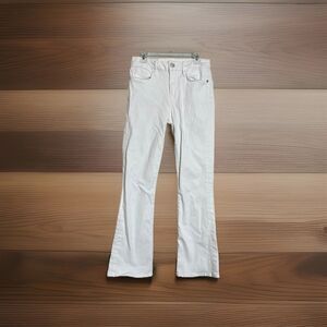 FRAME Size 26 Le Crop Mini Boot White Denim Jeans Inseam 26" EUC